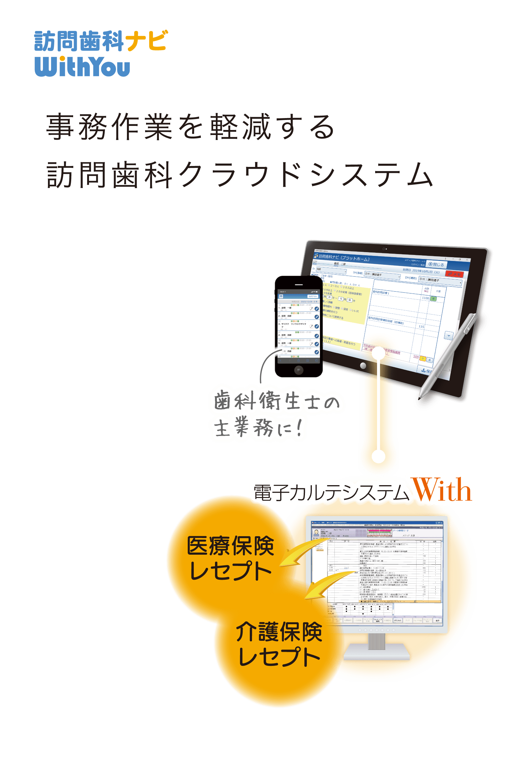 事務作業を軽減する訪問歯科クラウドシステム